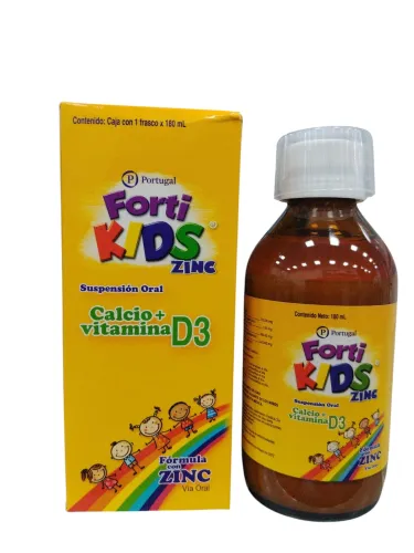 FORTI KIDS ZINC CALCIO+VITAMINA D3 180 ML CAJ X 1 FCO