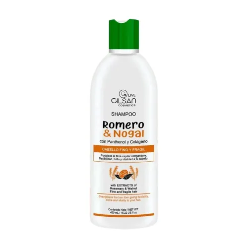 SHAMPOO ROMERO & NOGAL CON PANTENOL Y COLAGENO X 450 ML. GILSAN