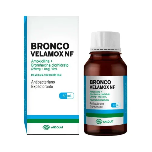 BRONCO VELAMOX NF (AMOXICILINA 250MG+BROMHEXINA  CLORH 4MG) SUSP X 60 ML