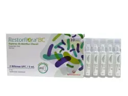 RESTORFLORA BC(ESPORAS DE BACILLUS CLAUSII) 2 BILLONES/ 5 ML X 10 AMP. BEBIBLES. OQ PHARMA